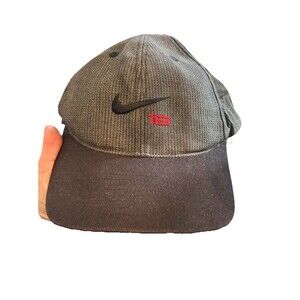Vintage 90s Nike 18 Embroidered Logo Strap Back Gray Black Ball Hat